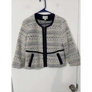 Women's Nordstrom Hinge Textured Tweed Blazer Jacket Size M full zipper